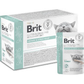 Ветеринарна мокра храна за котки Brit Grain & Gluten-Free VD Cat Pouch fillets in Gravy Urinary & Stress Relief за предотвратяване на струвитни камъни и облекчаване на стреса, с филета от пуешко месо в сос